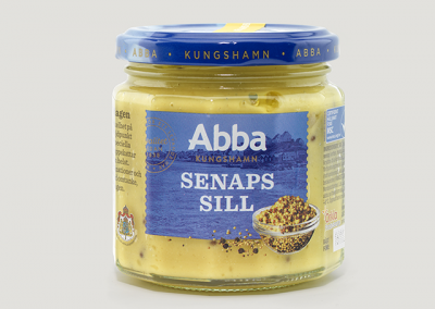 product photo glass of herring in mustard sauce